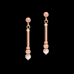 COEUR DE LION Earrings Y2 Botswana Agate Spheres, Crystals Pave & Stainless Steel Rose Gold Beige-Grey
