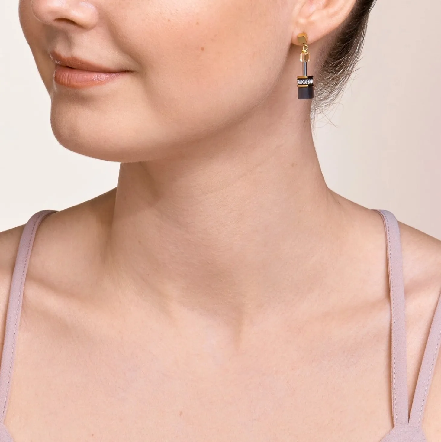 COEUR DE LION Geocube® Earrings Grey-Gold