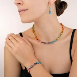 COEUR DE LION Geocube® Earrings Multicolour Rainbow Gold