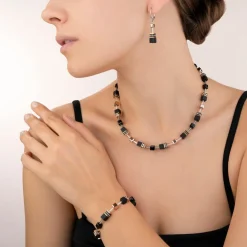 COEUR DE LION Geocube® Earrings Onyx Black-Rose Gold