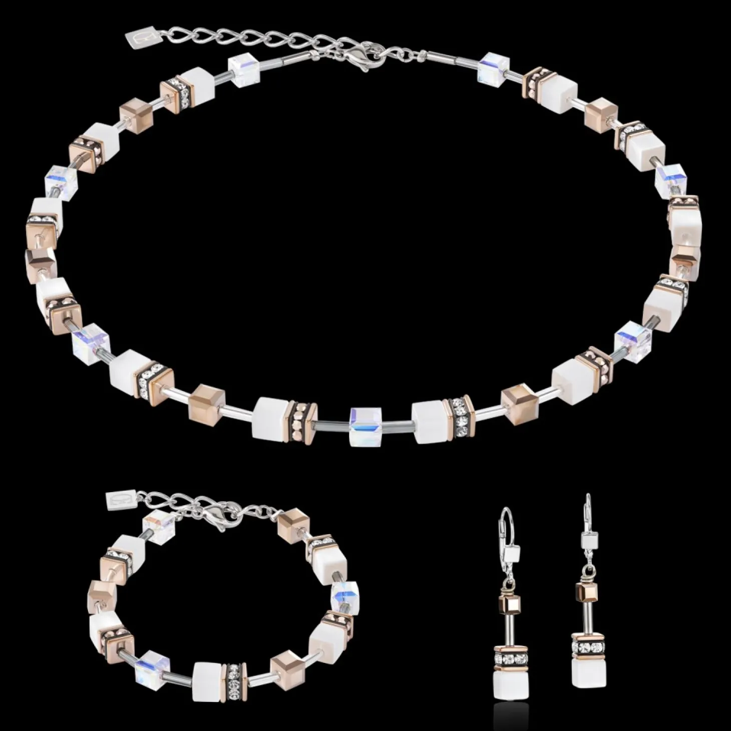 COEUR DE LION Geocube® Earrings White