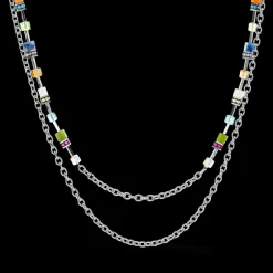 COEUR DE LION Geocube® Iconic Boho Necklace Silver-Multicolour
