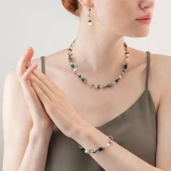 COEUR DE LION Geocube® Iconic Bracelet Rose Gold White & Dark Green