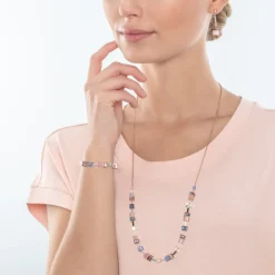 COEUR DE LION Geocube® Iconic Chain Necklace Pale Blue Pink