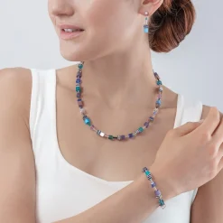 COEUR DE LION Geocube® Iconic Necklace Turquoise-Purple