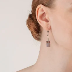 COEUR DE LION Geocube® Iconic Statement Precious Earrings Cognac-Beige