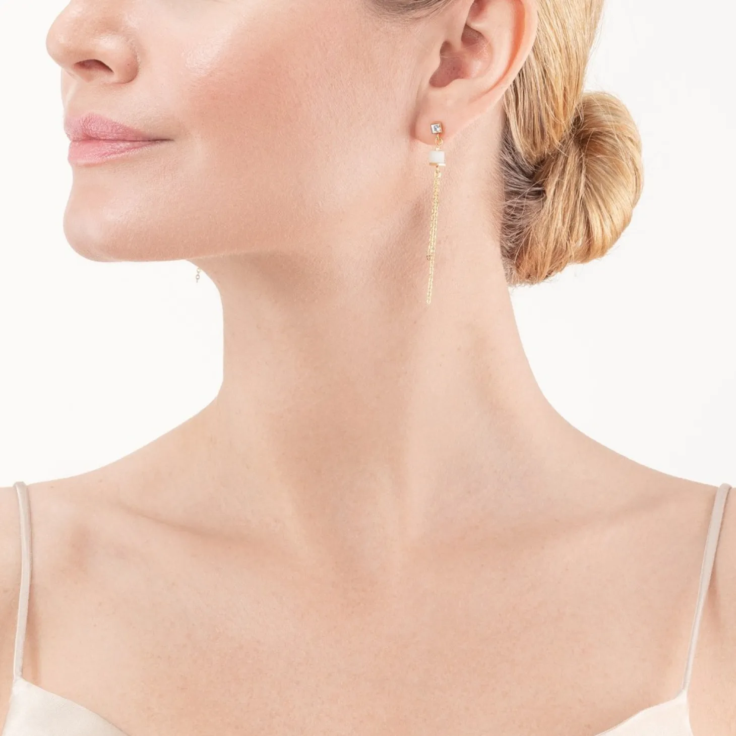 COEUR DE LION Geocube® Precious & Slider Closure Earrings Gold Multicolour Pastel
