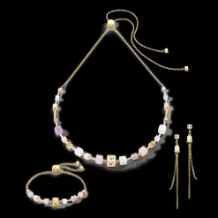 COEUR DE LION Geocube® Precious & Slider Closure Necklace Gold Multicolour Pastel