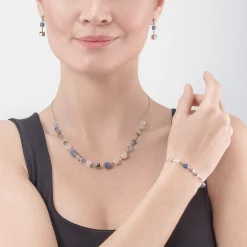 COEUR DE LION Geocube® Precious & Slider Closure Necklace Silver-Blue