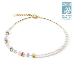 COEUR DE LION Geocube® Precious Fusion Pearls Necklace Multicolour Pastel