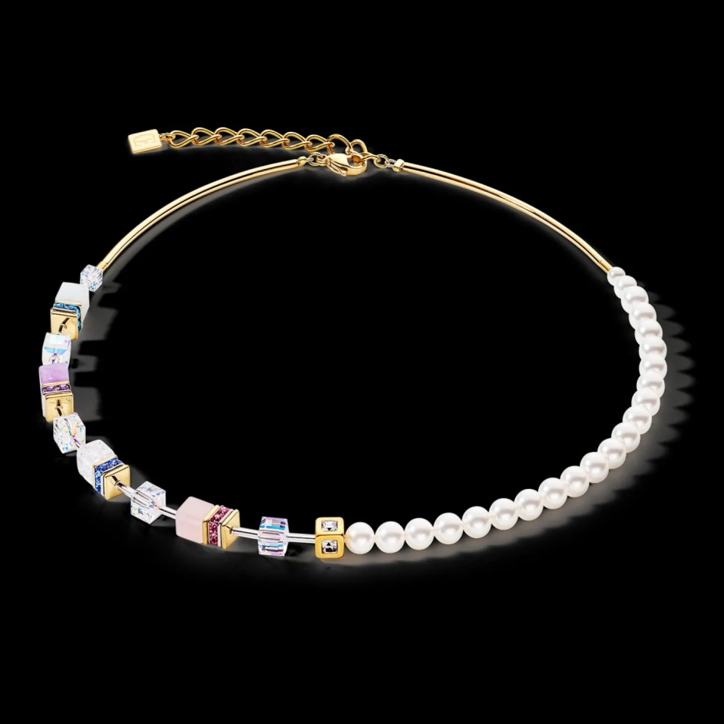 COEUR DE LION Geocube® Precious Fusion Pearls Necklace Multicolour Pastel