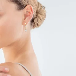 COEUR DE LION Geocube® Precious Slider Closure Earrings Gold Grey