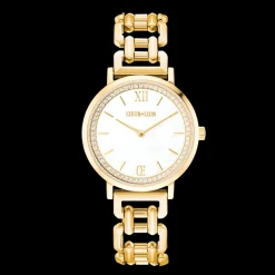 COEUR DE LION Gift Set Watch Round Sparkling Mother-Of-Pearl & Bracelet Drops Gold
