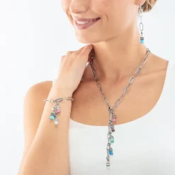 COEUR DE LION Happy Iconic Cube Charm Necklace Silver Pastel