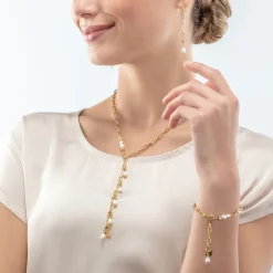 COEUR DE LION Modern Chain Bracelet With Freshwater Pearl Charms Gold