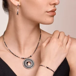 COEUR DE LION Necklace Amulet Small Crystals & Striped Onyx Grey-Crystal