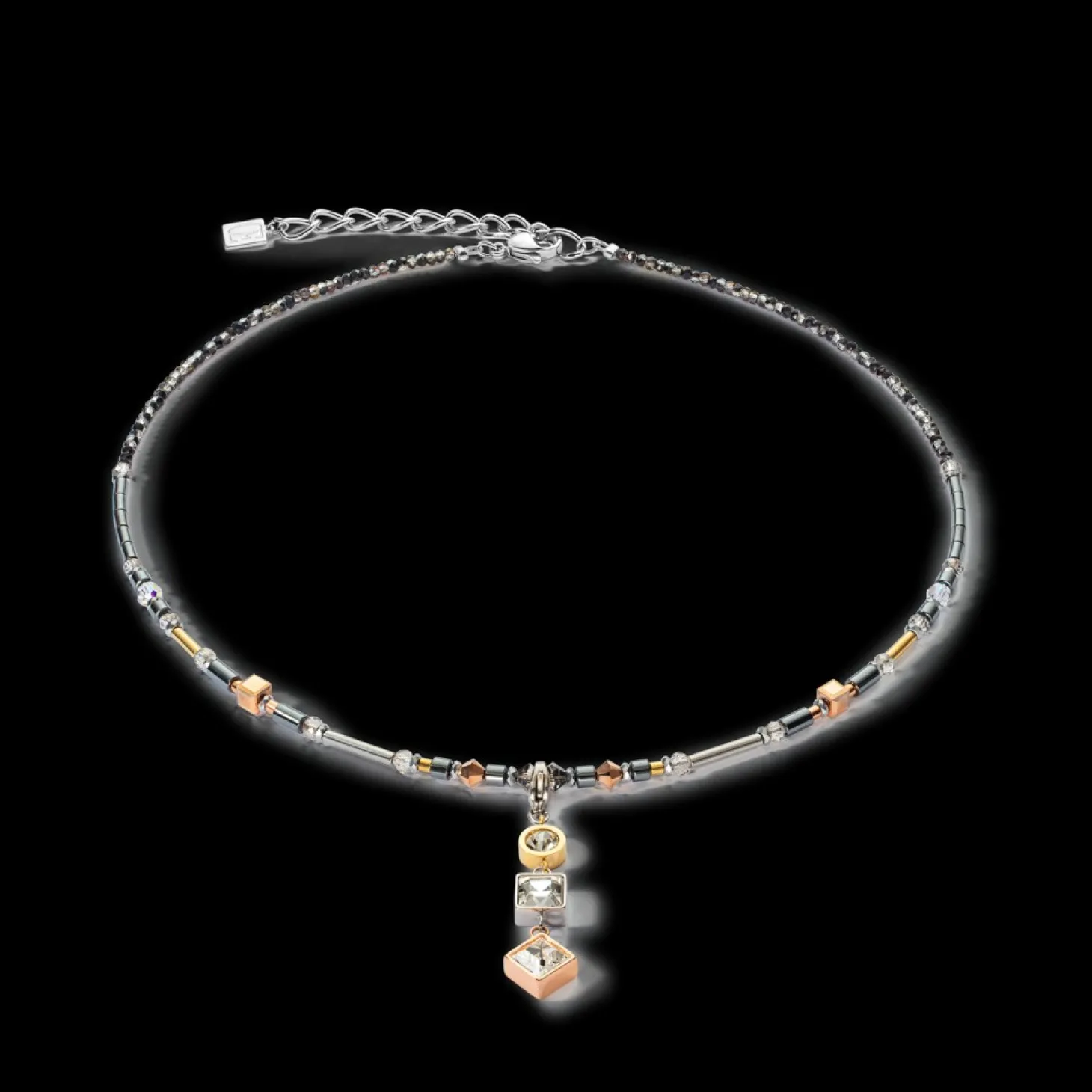 COEUR DE LION Necklace Brilliant Square Trilogy Interchangeable Pendant Tricolor