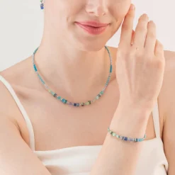 COEUR DE LION Necklace Cube Story Sparkling Blue-Green