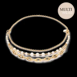 COEUR DE LION Necklace Freshwater Pearls & Chunky Chain Navette Multiwear White-Gold