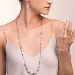 COEUR DE LION Necklace Geocube® Multitask 4-In-1 Summer Multi Pastel-Silver