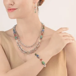 COEUR DE LION Necklace Geocube® Statement Precious Chunky Chain Multiwear 35 Multicolour
