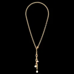 COEUR DE LION Necklace Y Navette Freshwater Pearls Gold