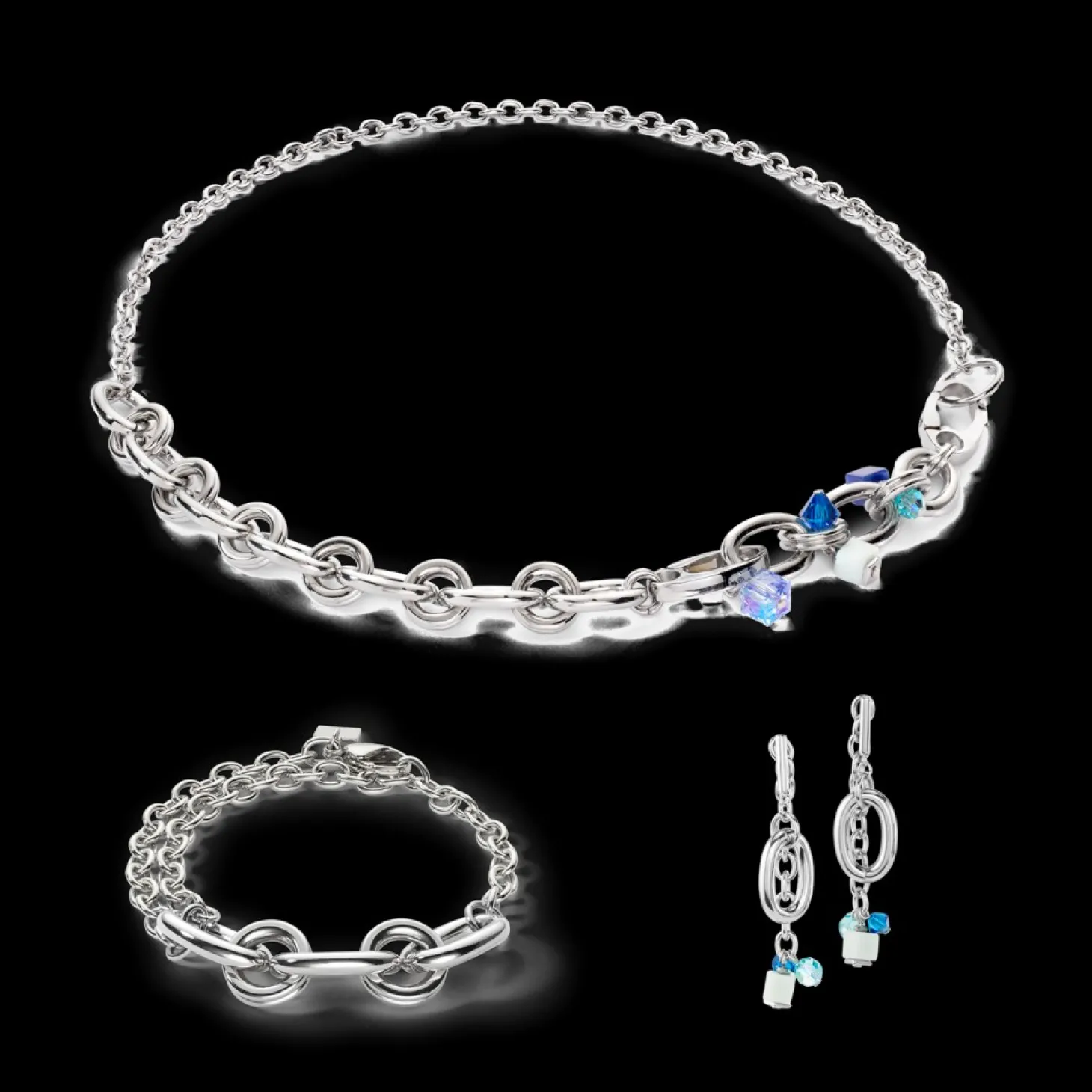 COEUR DE LION Neptune's Treasure Necklace Silver Blue