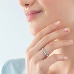 COEUR DE LION Ring Stainless Steel & Crystals Slim Silver Crystal