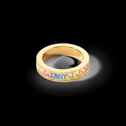 COEUR DE LION Ring Stainless Steel & Crystals Gold Multi Pastel