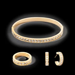COEUR DE LION Ring Stainless Steel & Crystals Gold Crystal