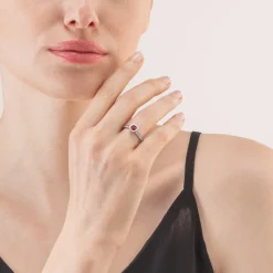 COEUR DE LION Sparkling Dots Ring Silver Red