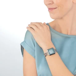 COEUR DE LION Watch Iconic Cube Ocean Cyan Statement Silver
