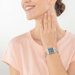 COEUR DE LION Watch Iconic Cube Statement Noble Petrol Silver