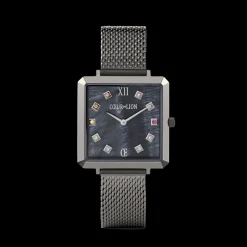 COEUR DE LION Watch Iconic Square Anthracite Mother-Of-Pearl Milanese Stainless Steel Anthracite