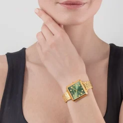 COEUR DE LION Watch Iconic Square Glamorous Green Stainless Steel Gold