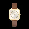 COEUR DE LION Watch Iconic Square Gold White Sunray Bracelet Leather Classy Brown