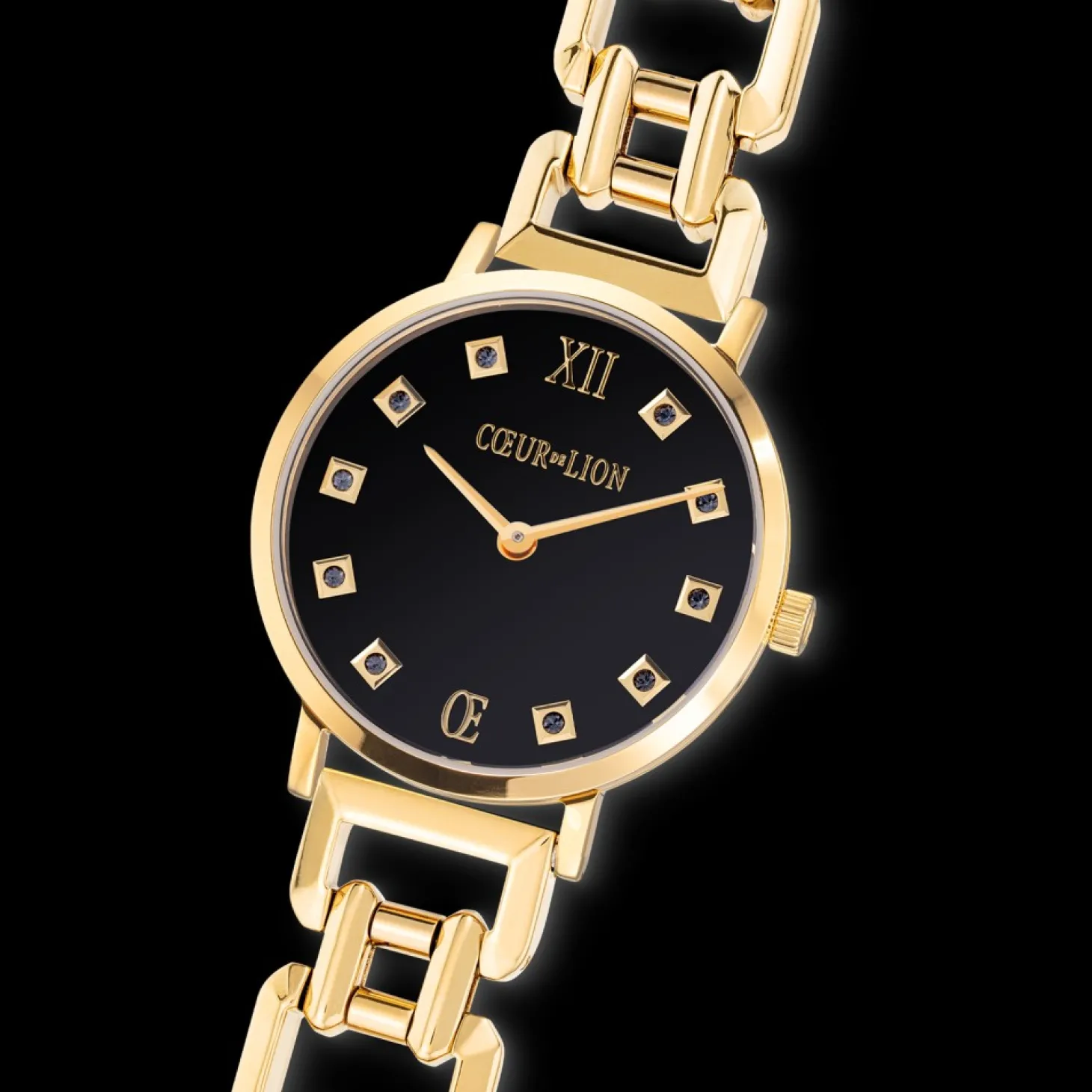 COEUR DE LION Watch Round Brilliant Glamourous Black Statement Gold