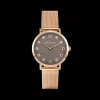 COEUR DE LION Watch Round Mocha Matt Milanese Stainless Steel Rose Gold