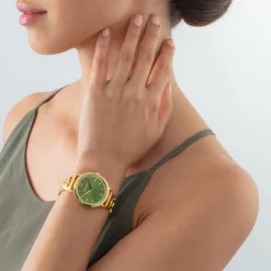 COEUR DE LION Watch Round Sparkling Fabulous Green Statement Gold