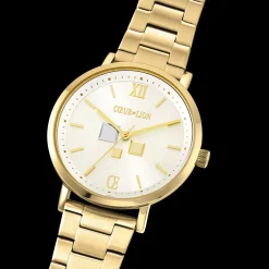 COEUR DE LION Watch Round Statement Unisex White Sunray Stainless Steel Frosted Gold