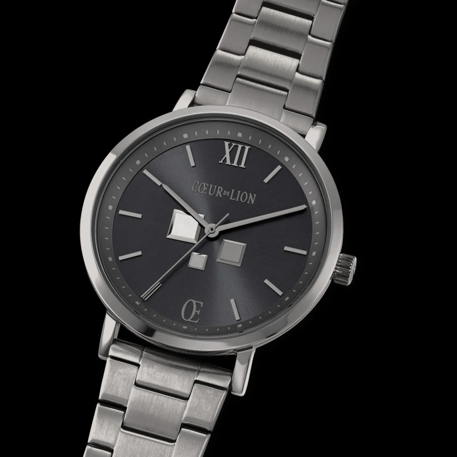 COEUR DE LION Watch Round Statement Unisex Anthracite Sunray Stainless Steel Light Gun Metal